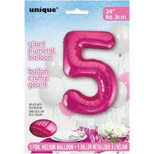 Load image into Gallery viewer, Pink Number 5 Shaped Foil Balloon 34&quot;
