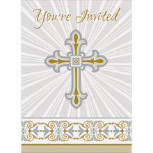 Load image into Gallery viewer, Gold &amp; Silver Radiant Cross Invitations, 8ct
