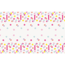 Load image into Gallery viewer, Pink Dots 1st Birthday Rectangular Plastic Table Cover, 54&quot;x84&quot;
