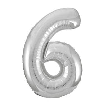Load image into Gallery viewer, Silver Number 6 Shaped Foil Balloon 34&quot;
