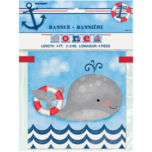 Load image into Gallery viewer, Little Sailor Nautical First Birthday Block Banner 1.21m
