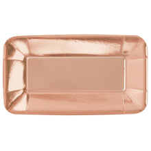 Load image into Gallery viewer, Rose Gold Foil Rectangular 9&quot;x5&quot; Appetizer Plates, 8ct - Foil Board
