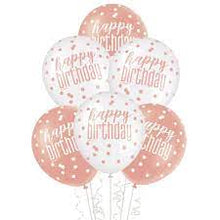 Load image into Gallery viewer, Glitz Rose Gold - &quot;Happy Birthday&quot; 12&quot; Latex Balloons (6ct)
