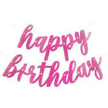 Load image into Gallery viewer, Pink Glitz Script &quot;Happy Birthday&quot; Prismatic Foil Jointed Banner, 2pc
