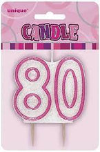 Load image into Gallery viewer, Glitz Pink Numeral Candle 80
