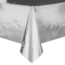 Load image into Gallery viewer, Silver Foil Rectangular Plastic Table Cover, 54&quot;x108&quot;
