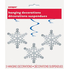 Load image into Gallery viewer, Foil Snowflake Hanging Decorations 3 Pack
