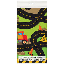 Load image into Gallery viewer, Construction Party Rectangular Plastic Table Cover, 54&quot;x84&quot;
