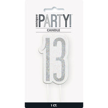 Load image into Gallery viewer, Birthday Black Glitz Number 13 Numeral Candle
