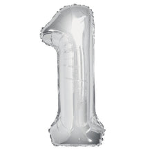 Load image into Gallery viewer, Silver Number 1 Shaped Foil Balloon 34&quot;
