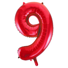 Load image into Gallery viewer, Red Number 9 Shaped Foil Balloon 34&quot;

