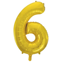 Load image into Gallery viewer, Gold Number 6 Shaped Foil Balloon 34&quot;
