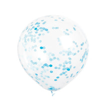 Load image into Gallery viewer, Clear Latex Balloons with Powder Blue Confetti 12&quot;, 6ct
