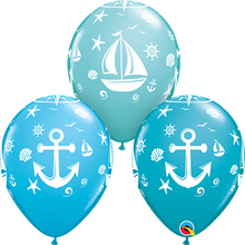 Load image into Gallery viewer, Nautical Sailboat &amp; Anchor Latex Balloon 11&quot;
