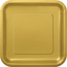 Load image into Gallery viewer, Matte Gold Solid FSC Square 9&quot; Dinner Plates, 14ct
