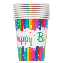 Load image into Gallery viewer, Rainbow Ribbons Birthday 9oz FSC Paper Cups, 8ct
