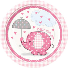 Load image into Gallery viewer, Umbrellaphants Pink Round 9&quot; Dinner Plates, 8ct
