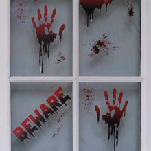 Load image into Gallery viewer, Beware Blood Splatter Halloween Window Stickers
