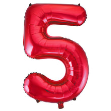 Load image into Gallery viewer, Red Number 5 Shaped Foil Balloon 34&quot;
