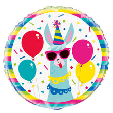 Load image into Gallery viewer, Llama Birthday Round Foil Balloon 18&quot;, Packaged
