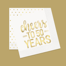 Load image into Gallery viewer, Gold Foil Cheers to 50 Years Luncheon Napkins, 16ct - Foil Stamped
