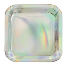 Load image into Gallery viewer, Iridescent Square 7&quot; Dessert Plates, 8ct - Foil Board
