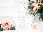 Load image into Gallery viewer, Rose Gold Dotted cups, white, 260ml - 6pcs

