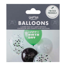 Load image into Gallery viewer, Ginger Ray - Black, Green and Grey Controller Confetti Balloon Bundle
