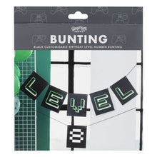 Load image into Gallery viewer, Ginger Ray - Customisable Age Black and Green Level Up Bunting

