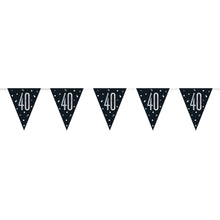 Load image into Gallery viewer, Age &quot;40&quot; Glitz Black &amp; Silver Prismatic Plastic Flag Banner (9ft)
