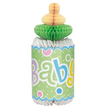 Load image into Gallery viewer, Polka Dots Baby Shower Bottle Shaped Honeycomb Decoration, 12&#39;&#39;
