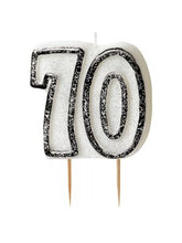 Load image into Gallery viewer, Glitz Black Numeral Birthday Candle 70
