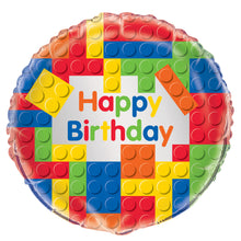 Load image into Gallery viewer, Building Blocks Birthday Round Foil Balloon 18&quot;, Packaged
