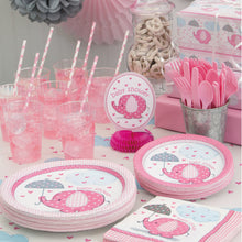 Load image into Gallery viewer, Umbrellaphants Pink Round 7&quot; Dessert Plates - 8ct
