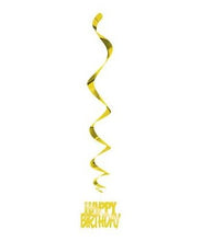 Load image into Gallery viewer, Gold Happy Birthday Swirl Decorations
