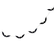 Load image into Gallery viewer, Black Bat Wooden Halloween Bunting with Light Up Eyes

