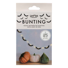 Load image into Gallery viewer, Black Bat Wooden Halloween Bunting with Light Up Eyes
