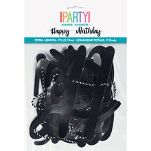 Load image into Gallery viewer, Black Script &quot;Happy Birthday&quot; Banner, 7ft
