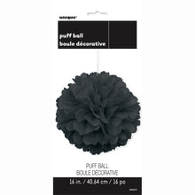 Load image into Gallery viewer, Black 16&quot; Hanging Tissue Pom Pom
