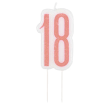 Load image into Gallery viewer, Birthday Rose Gold Glitz Number 18 Birthday Candle
