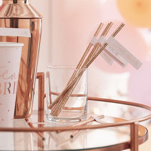 Load image into Gallery viewer, Rose Gold Team Bride Flag Hen Party Straws

