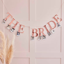 Load image into Gallery viewer, Ginger Ray Rose Gold The Bride Hen Party Bunting with Photo Pegs
