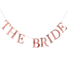 Load image into Gallery viewer, Ginger Ray Rose Gold The Bride Hen Party Bunting with Photo Pegs
