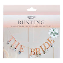 Load image into Gallery viewer, Ginger Ray Rose Gold The Bride Hen Party Bunting with Photo Pegs
