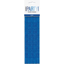Load image into Gallery viewer, Prismic Blue Glitz Paper Straws, 10ct
