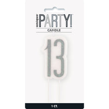 Load image into Gallery viewer, Birthday Black Glitz Number 13 Numeral Candle
