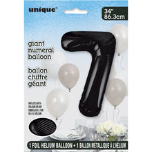 Load image into Gallery viewer, Black Number 7 Shaped Foil Balloon 34&quot;
