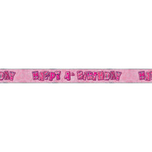 Load image into Gallery viewer, Age &quot;4&quot; Birthday Pink Glitz Prism Banner (12 ft)
