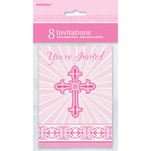 Load image into Gallery viewer, Pink Radiant Cross Invitations, 8ct
