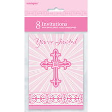 Load image into Gallery viewer, Pink Radiant Cross Invitations, 8ct
